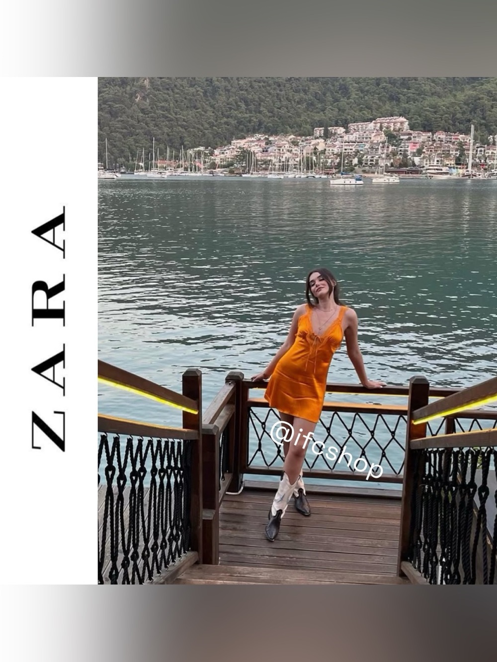 NWT Zara Contrasting Satin Effect Slip Dress in Orange S